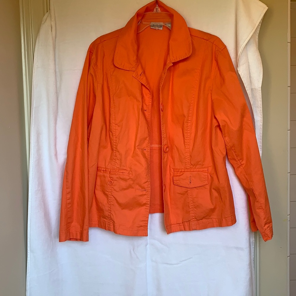 Chico's orange cotton jacket, size 3. Never worn.